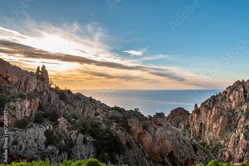 Landscape with Calanques de Piana, Corsica island, France