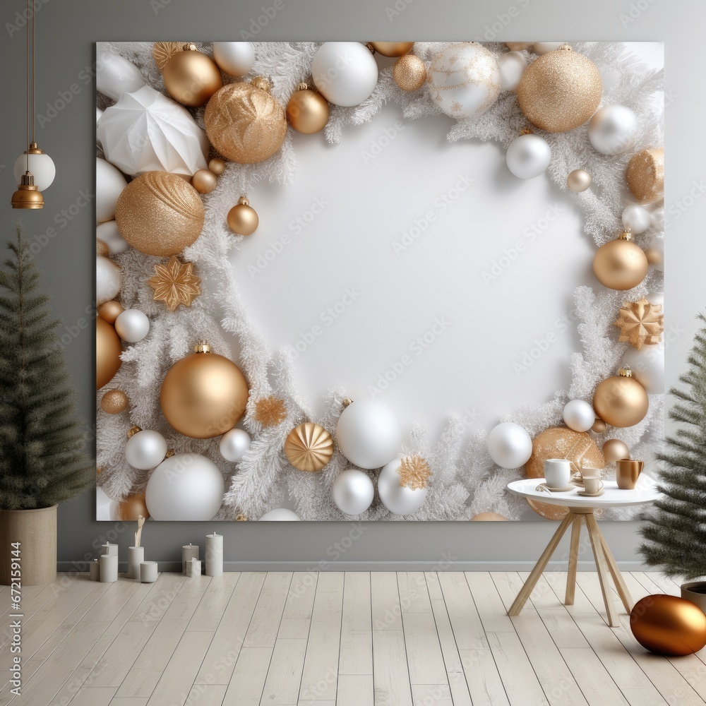 christmas frame with balls and decorations christmas frame with balls and decorations
