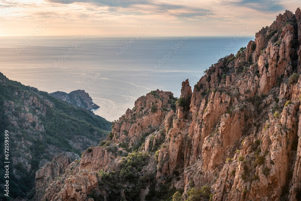 Landscape with Calanques de Piana, Corsica island, France
