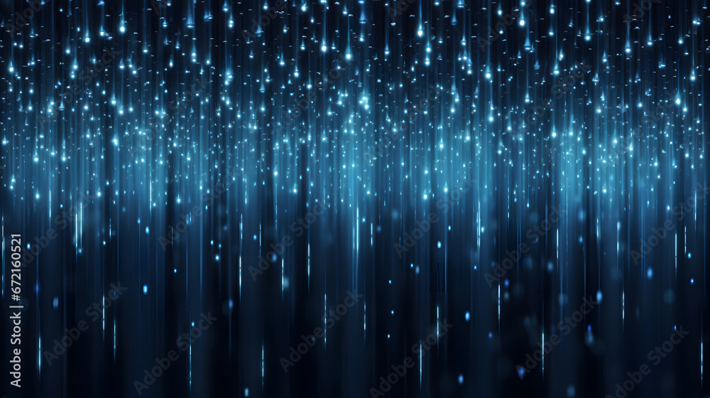 digital rain with luminescent dots cascading downward,light moving vertical straight line on a background,  fiber optics background with lots spots - obrazy, fototapety, plakaty 