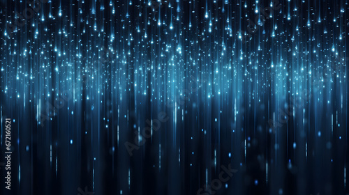 digital rain with luminescent dots cascading downward,light moving vertical straight line on a background, fiber optics background with lots spots