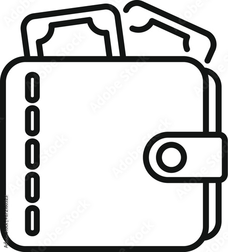 Full wallet of cash icon outline vector. Payment stack. Paper safe