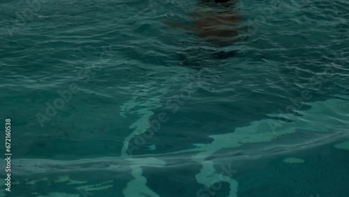 Wallpaper Mural A young athletic man with a young son swims in the pool of an expensive luxury hotel. Torontodigital.ca