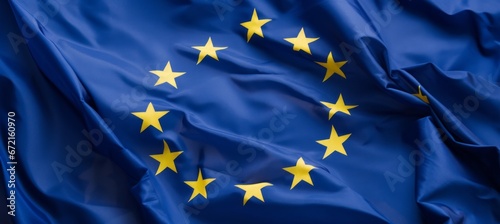 European Union flag. Generative AI technology. 
