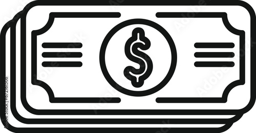 Cash funds banknote icon outline vector. Investment paper. Finance safe unit