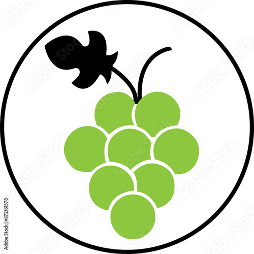Grape icon. Grape Icon Food Fruits, bunches of grapes icons with leaf isolated on transparent background. Black and green Fill Grape fruits healthy lifestyle symbol template for graphic and web.
