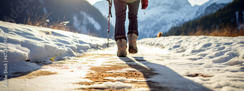 skiing in the mountains