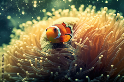 clownfish swimming in a vibrant coral reef © GVS
