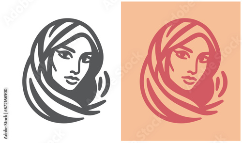 Modern logo. The face of a beautiful Arab girl in a hijab