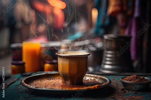 Aromatic Chai in Street Stall, generative ai, ai, generative photo