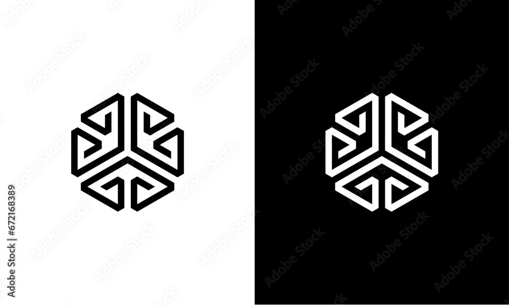 Abstract stripes arrow hexagon ornament logo Abstract stripes arrow hexagon ornament logo