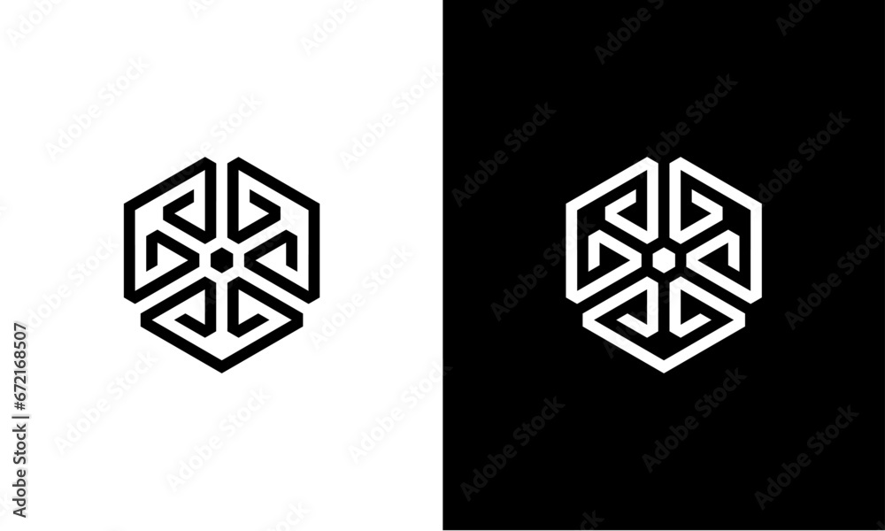 Abstract stripes arrow hexagon ornament logo Abstract stripes arrow hexagon ornament logo