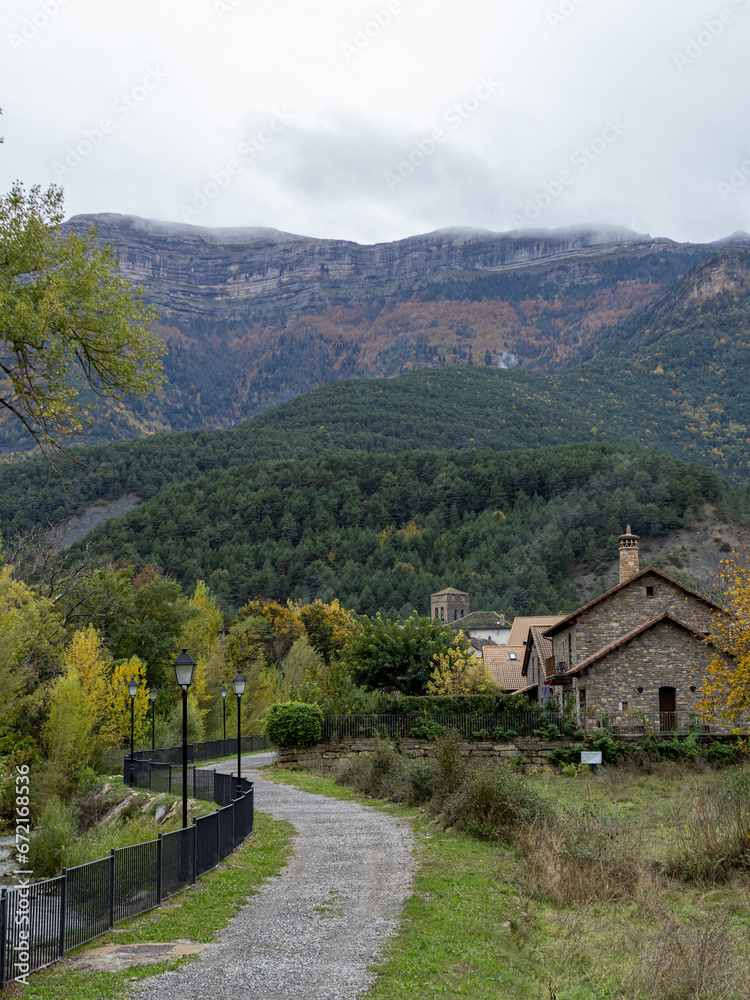 photo of Fiscal (Huesca). Town in the Aragonese Pyrenees. Spain. Autumn.