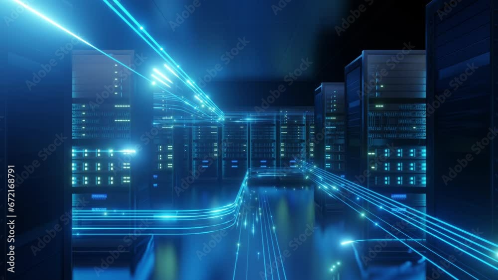 Server room with line network data, speed line internet