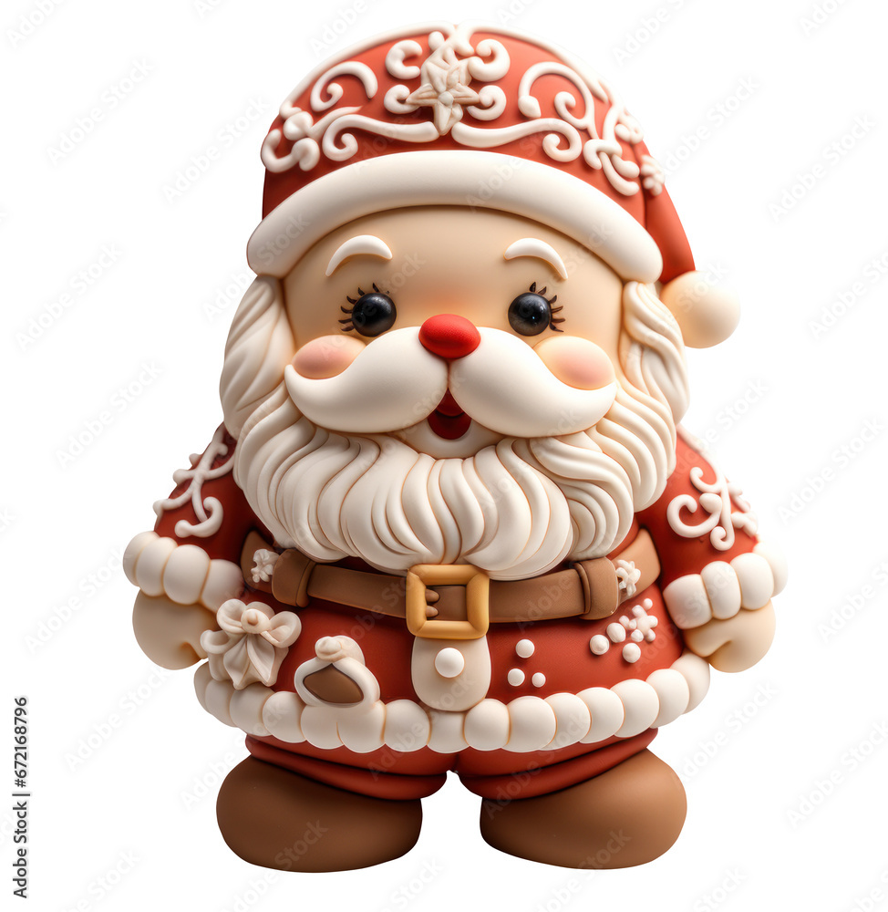 Cute 3D christmas santa claus xmas isolated on transparent background. cutout, PNG file. for template product presentation. artwork design.