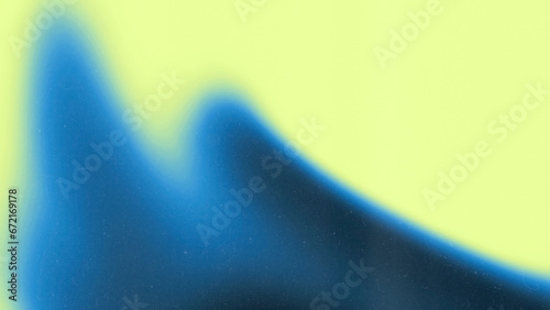 Fire flames in blue and yellow tones. Illustration design. Colorful gradient grainy background. Illuminated spots on black. Noise texture effect.