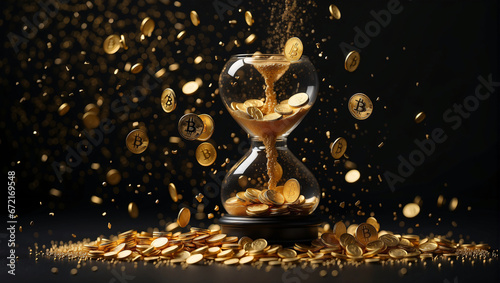 The idea that time is money, along with bitcoin, 
 photo