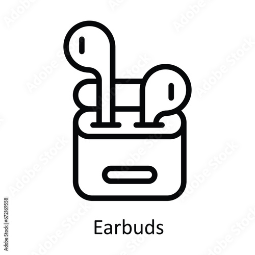 Earbuds vector outline Design illustration. Symbol on White background EPS 10 File