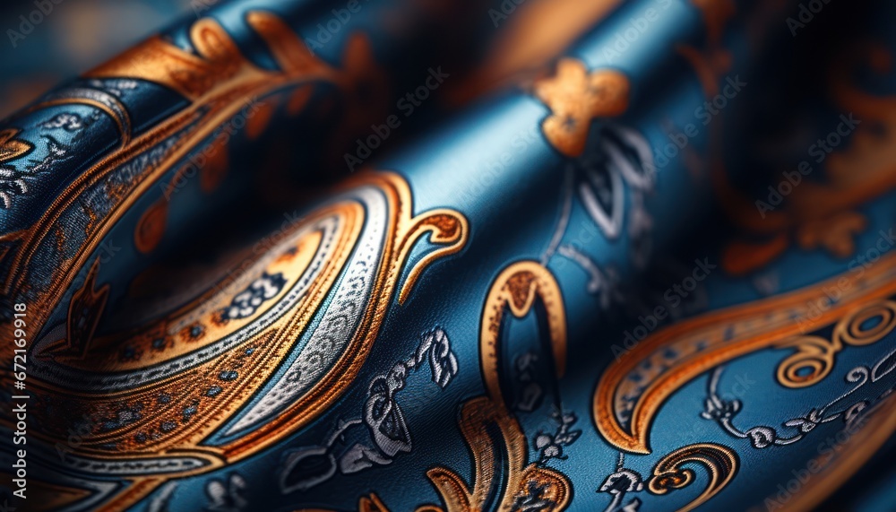 Photo of a Stylish Close-Up of a Striking Blue and Gold Tie
