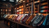 Photo of a Stylish Collection of Neckties on a Rustic Wooden Shelf