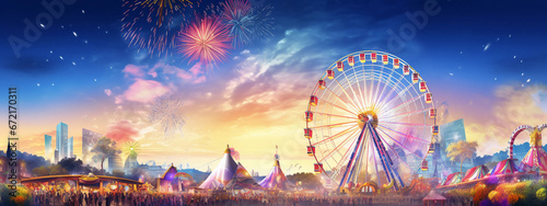 ferris wheel at sunset night, wheel, park, fun, carnival, ferris, amusement, ferris wheel, lights, carousel, fair, 