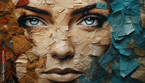 Photo of Paper Collage of Woman's Face