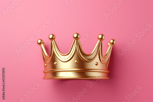golden crown isolated on pink background