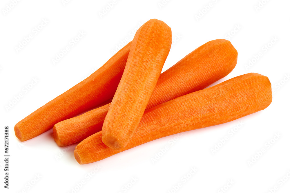 Peeled Carrots, isolated on white background. Peeled Carrots, isolated on white background.