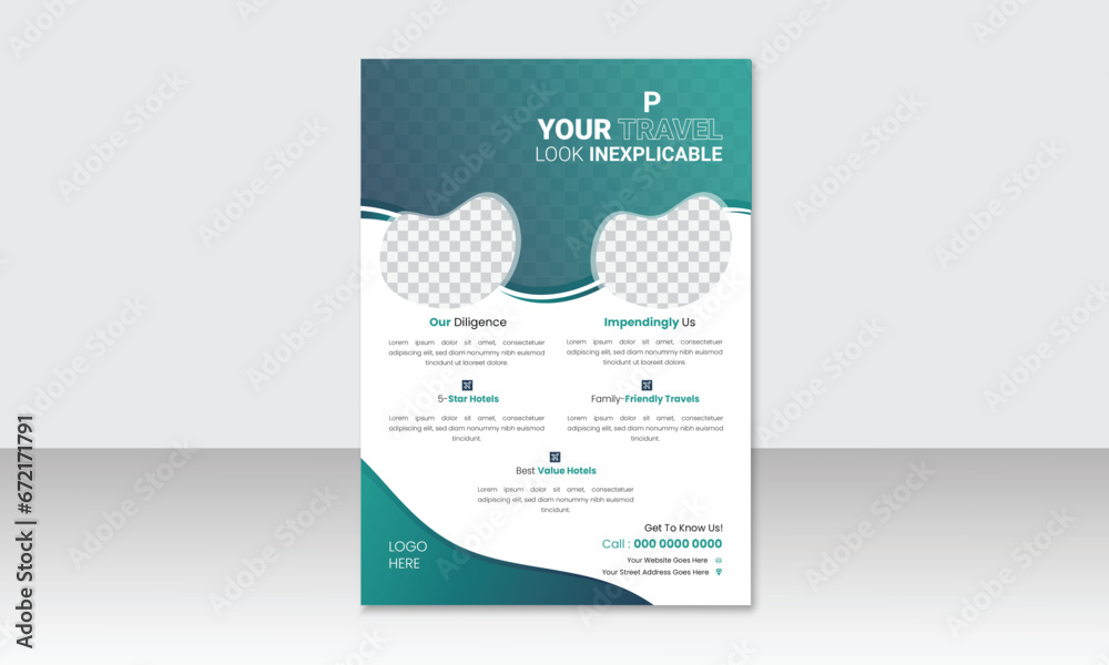 Editable Travel flyer template for travel agency poster or leaflet, suitable for holiday vacation tourism pamphlet print ready design. Editable Travel flyer template for travel agency poster or leaflet, suitable for holiday vacation tourism pamphlet print ready design.