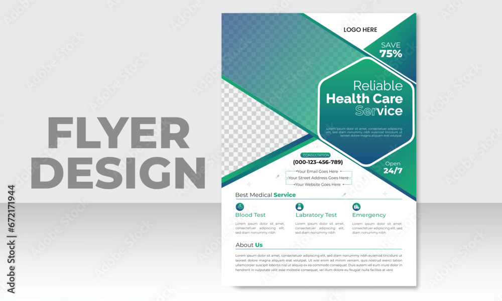 Corporate healthcare and medical flyer or poster design layout healthcare flyer template