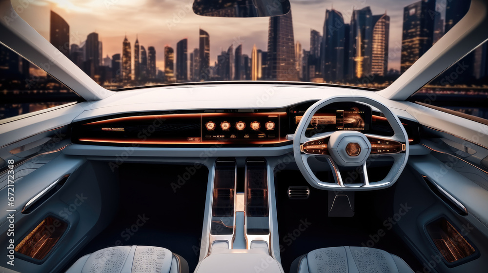 Interior of an SUV car in the future. Interior of an SUV car in the future.