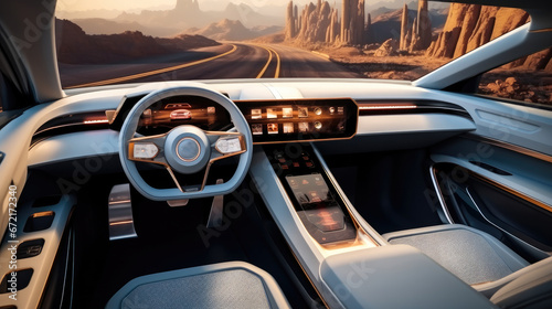 Interior of an SUV car in the future. photo