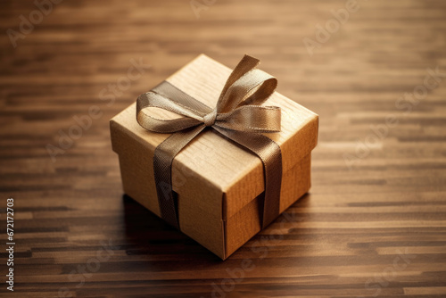Gift box on a wooden table © Julia Jones