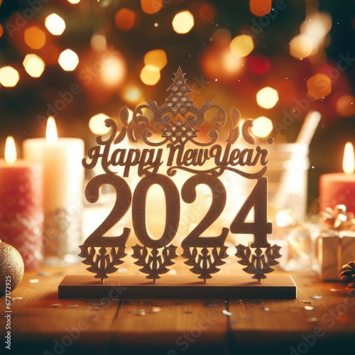 2024 merry christmas and happy new year decoration background