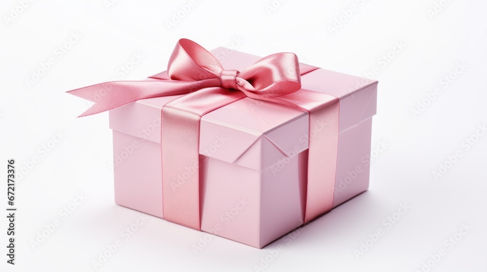 Square Pink Gift Box with bow Square Pink Gift Box with bow