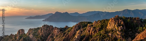 Landscape with Calanques de Piana, Corsica island, France photo