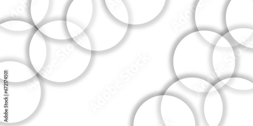 Abstract design with white background in vector with circle. Modern and geometric design with paper circle design silver background texture. Abstract white geometric overlapping circle background .
