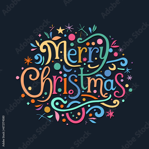 Merry Christmas hand drawn lettering