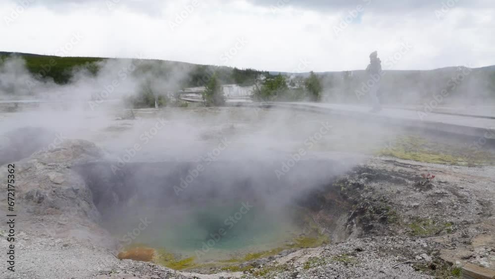 Boiling hot water blue bubbles in Spring, Yellowstone National Park.
Boiling hot water blue bubbles in Spring, Yellowstone National Park.