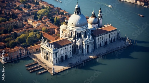 Venice, Italy's Basilica of Santa Maria della Salute from above. photo
