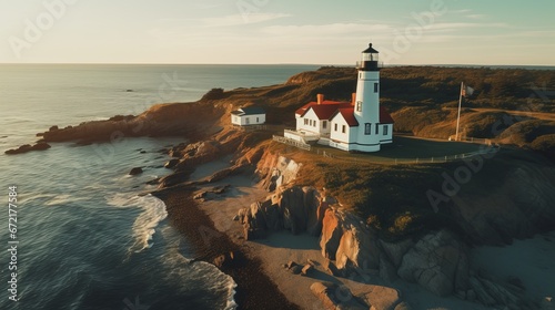 Long Island Hamptons' Montauk Lighthouse lantern room from above photo