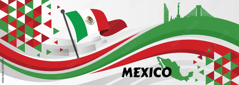 Fototapeta premium Vector Illustration of Mexico Independence Day. Celebration banner. Cockade