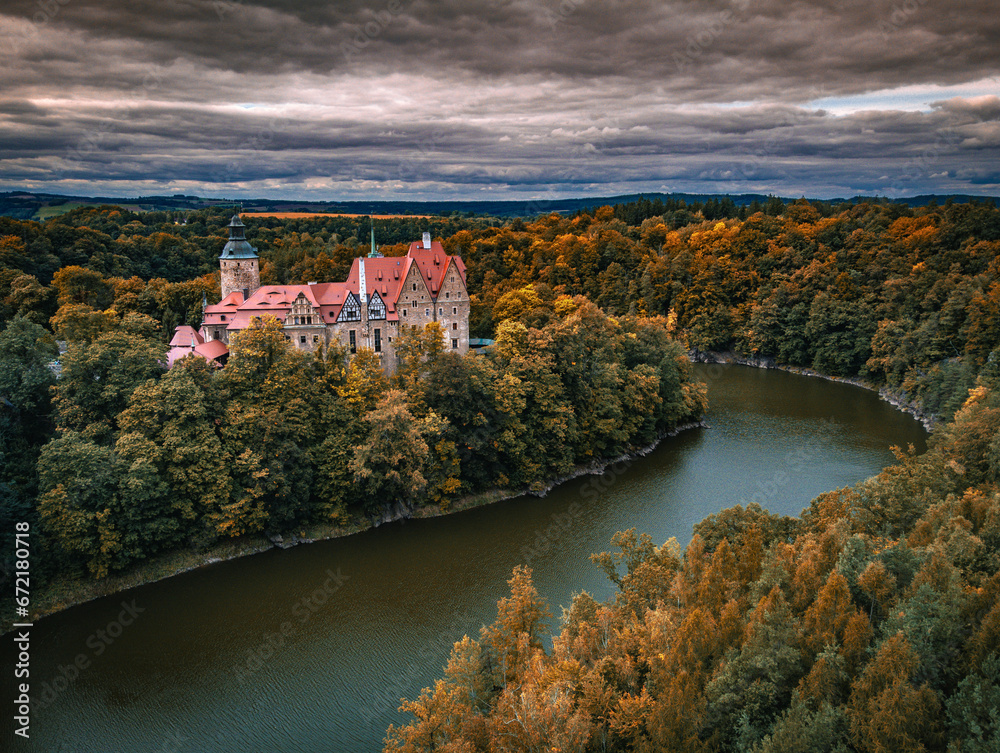 Medieval Castle Czocha - drone photo, Poland