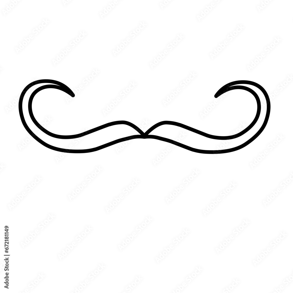 One Line Drawing Mustache, Continuous Line Dad Whiskers, Single Outline Moustache, Vintage Man Hairstyle, Mustache Vector Illustration One Line Drawing Mustache, Continuous Line Dad Whiskers, Single Outline Moustache, Vintage Man Hairstyle, Mustache Vector Illustration