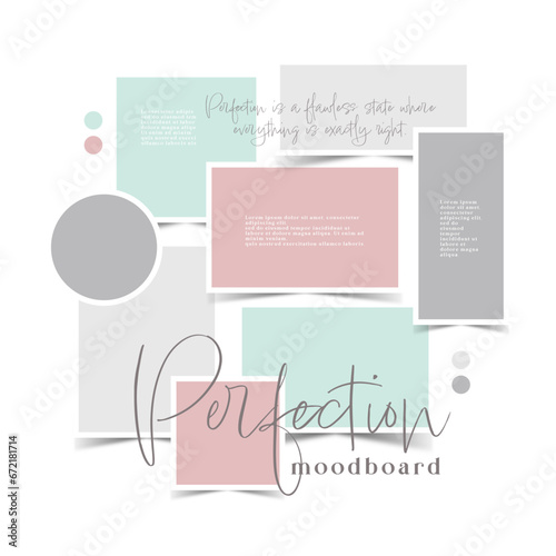 Vector photo collage template moodboard pictures grids vector illustration	
