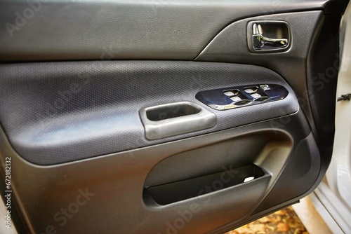 Modern city car door, opened car door close view