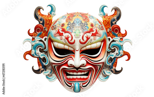 Elaborate Chinese Opera Mask on Transparent Background