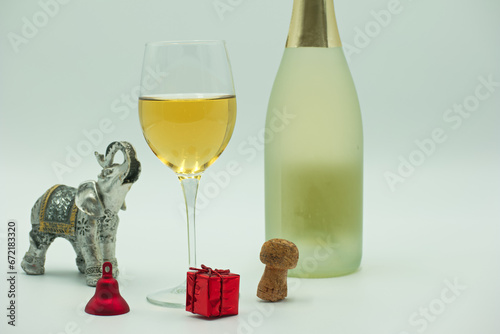 szampan, świętować, wino, uroczystość, drink, alkohol, napój, luksus, przyjęcie, wydarzenie, szkło, rok, szczęśliwy, biały, nowy, słoń, 