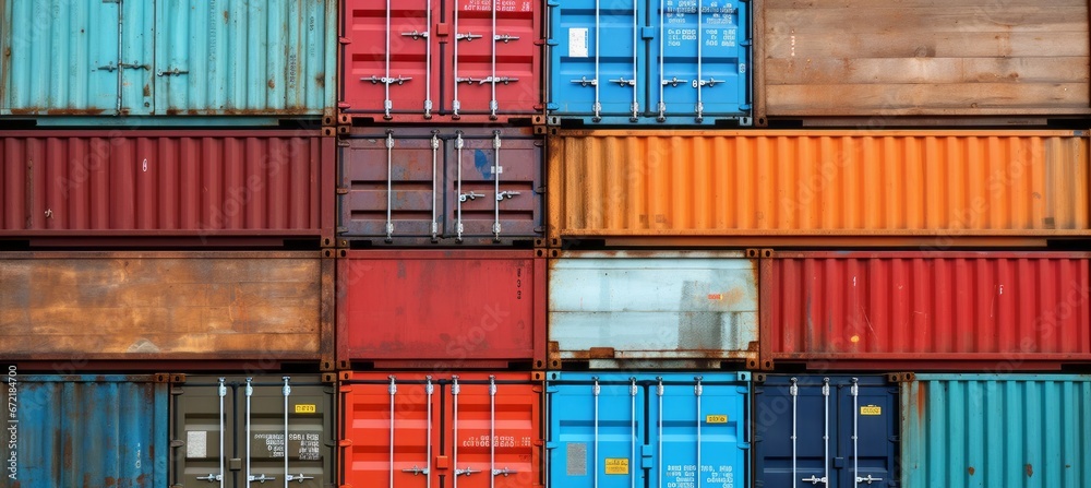 Fototapeta premium Container cargo pattern. Generative AI technology.