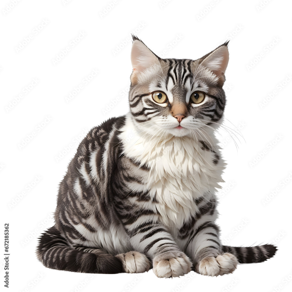 Fototapeta premium American wirehair cat isolated on white background.